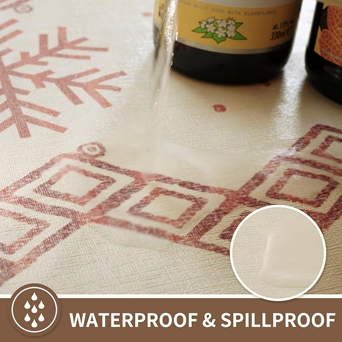 Rectangle Table Cloth, 100% Waterproof Tablecloth Oil Proof Spill Proof Vinyl - Image 2