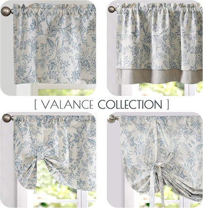 jinchan Linen Valance Curtain Farmhouse Floral Printed Small Window Curtain - Image 8