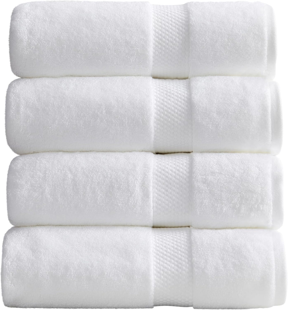 100% Cotton Luxury Hotel Bath Towel Set | 4-Pack | White