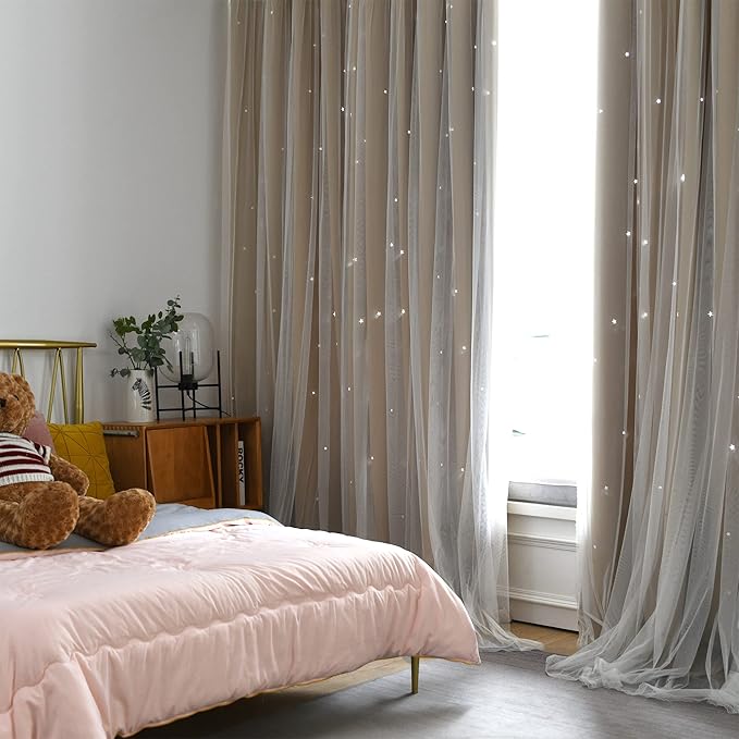 Kinryb Kids Blackout Curtains for Bedroom/Living Room/Classroom, Sheer Overlay - Image 6