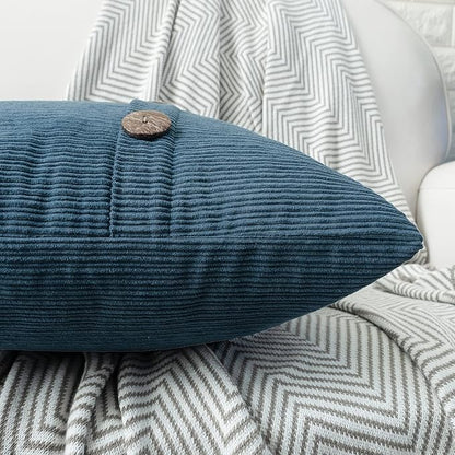 HWY 50 Blue Chenille Throw Pillow Covers 12x20 Inch - Image 5