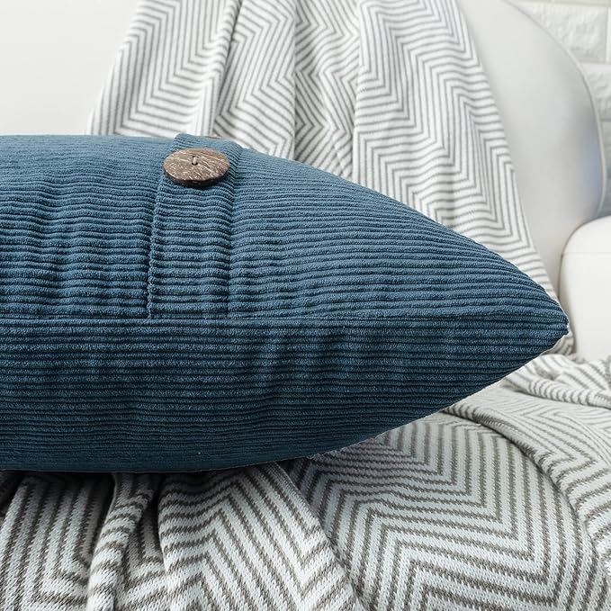 HWY 50 Blue Chenille Throw Pillow Covers 18x18 Inch - Image 5