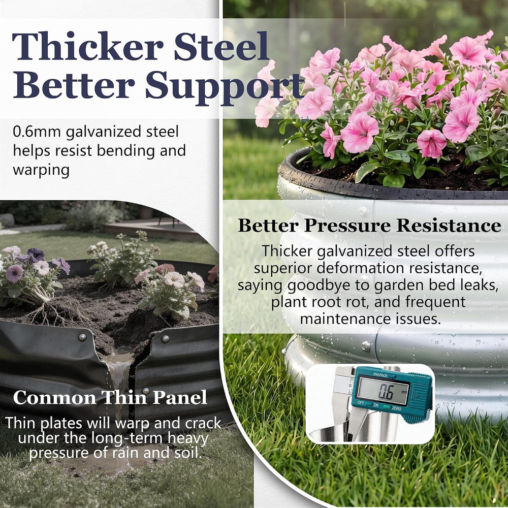 Round Raised Garden Bed 2-Pack 2x2x1ft Galvanized Steel, Silver