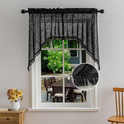 Beda Home Tassel Linen Textured Swag Valances by BedaHomeBedaLife