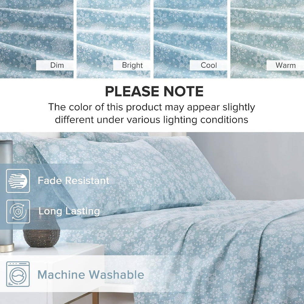 Comfort Spaces 100% Cotton Flannel Sheets Queen Size, Ultra Soft, 4 Pcs