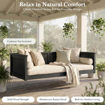 lumisol twin size outdoor porch swing bed, solid, close-up detail