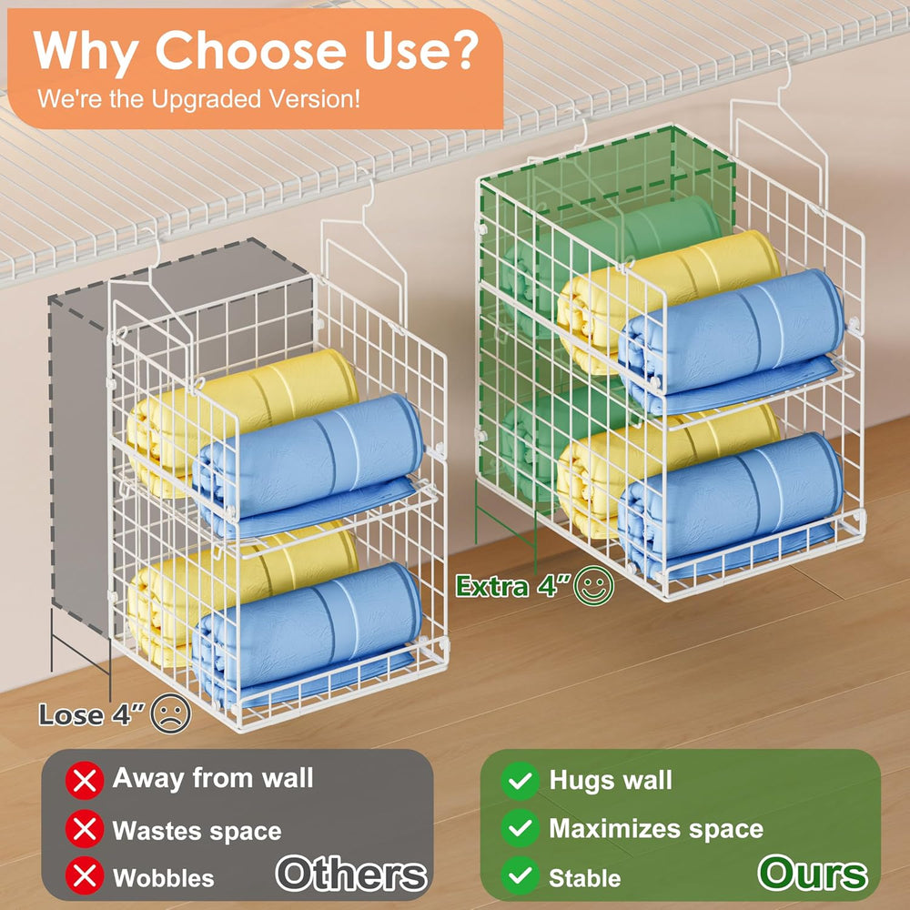 8-Tier Extended Depth Hanging Closet Organizers and Storage for Closet System...