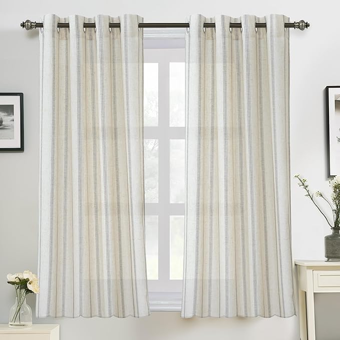 DriftAway Farmhouse Vertical Striped Linen Blend Textured Light Filtering Semi by DriftAway