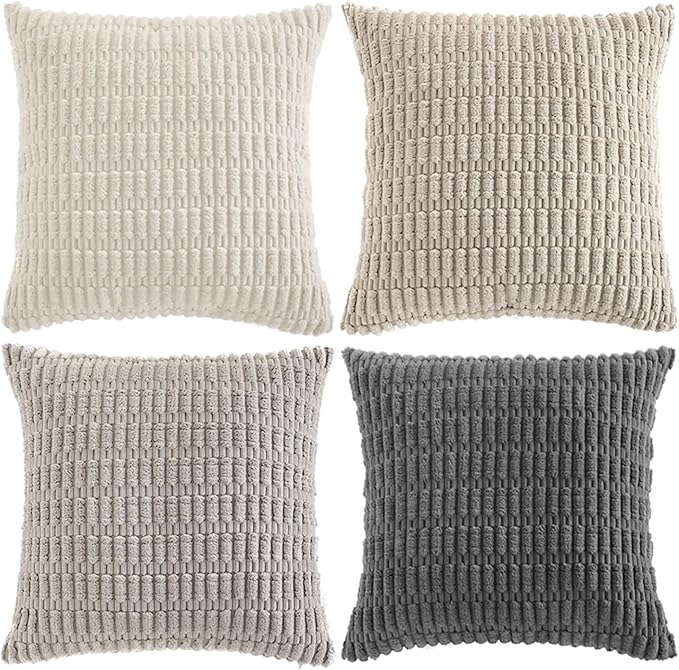 Fancy Homi Set of 4 Grey and White Boho Decorative Throw Pillow Covers 28x28 - Image 6