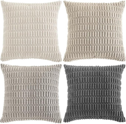 Fancy Homi Set of 4 Grey and White Decorative Throw Pillow Covers 14x14 Inch - Image 6