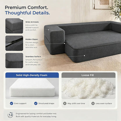 10 inch folding sofa bed memory foam futon, side view