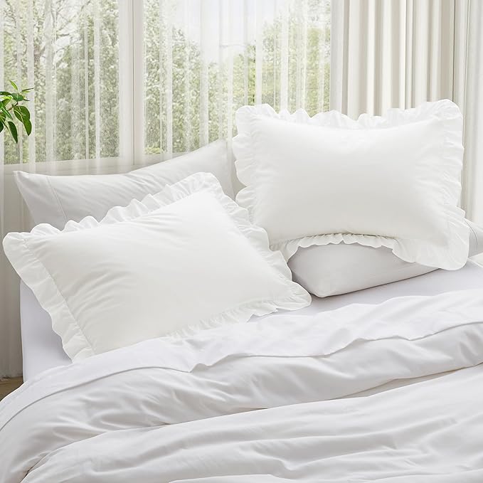 KKJIAF Ruffle Pillow Cases Standard Size Set of 2, Ruffled Pillow Covers - Image 2
