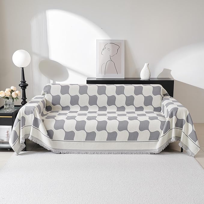 MEETSKY Couch Cover for Dogs Grey Couch Covers for 3 Cushion Couch Sofa Simple - Image 2