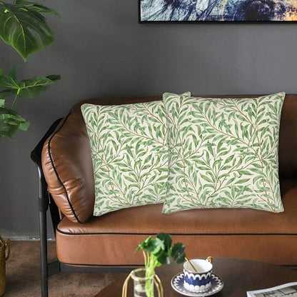 Rustic Vintage Floral Green Leaf Throw Pillow Covers 18x18 Inch Set of 2 - Image 4