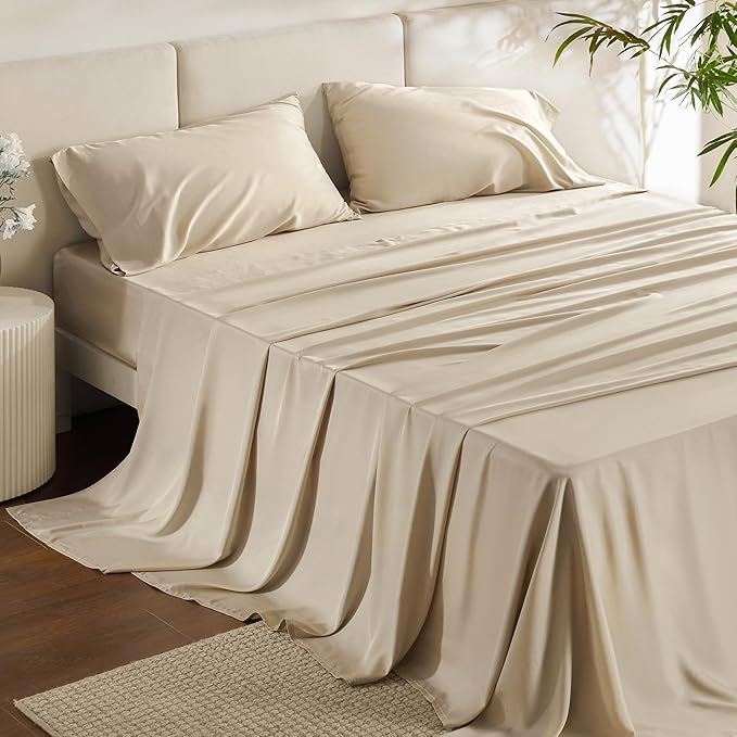 Bedsure King Size Sheet Set, Cooling Sheets King, Rayon Derived from Bamboo by BEDSURE