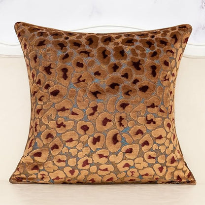 Alerfa Brown Floral Throw Pillow Cover 18 x 18 Inch Cut Velvet Sqaure Luxury by Alerfa