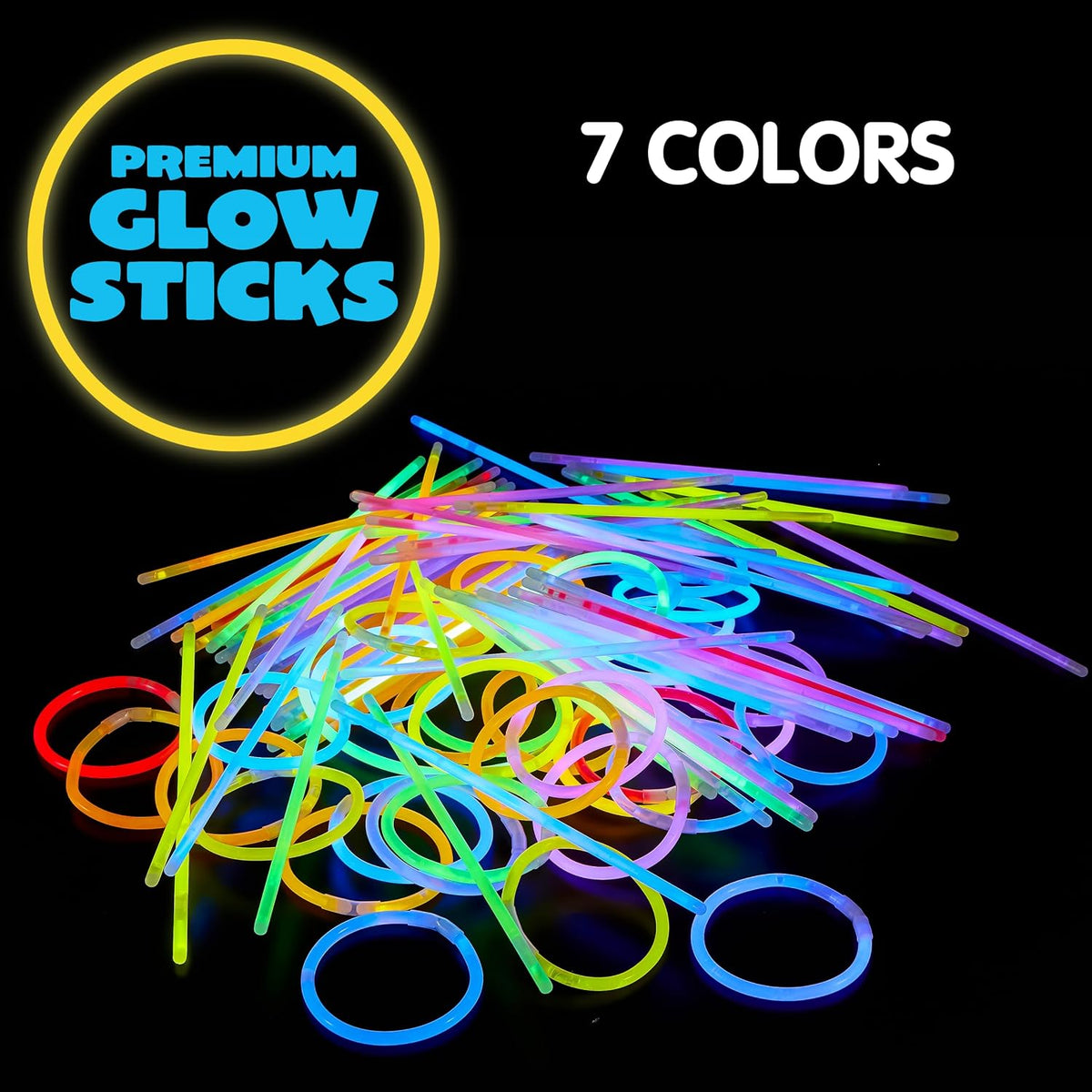 JOYIN 800 Pcs 8" Glow sticks Bulk Party Favors Pack, Neon Glow in the Dark Party Supplies, Light Up Necklaces and Bracelets with Connectors for Halloween, Football, Birthday Decorations