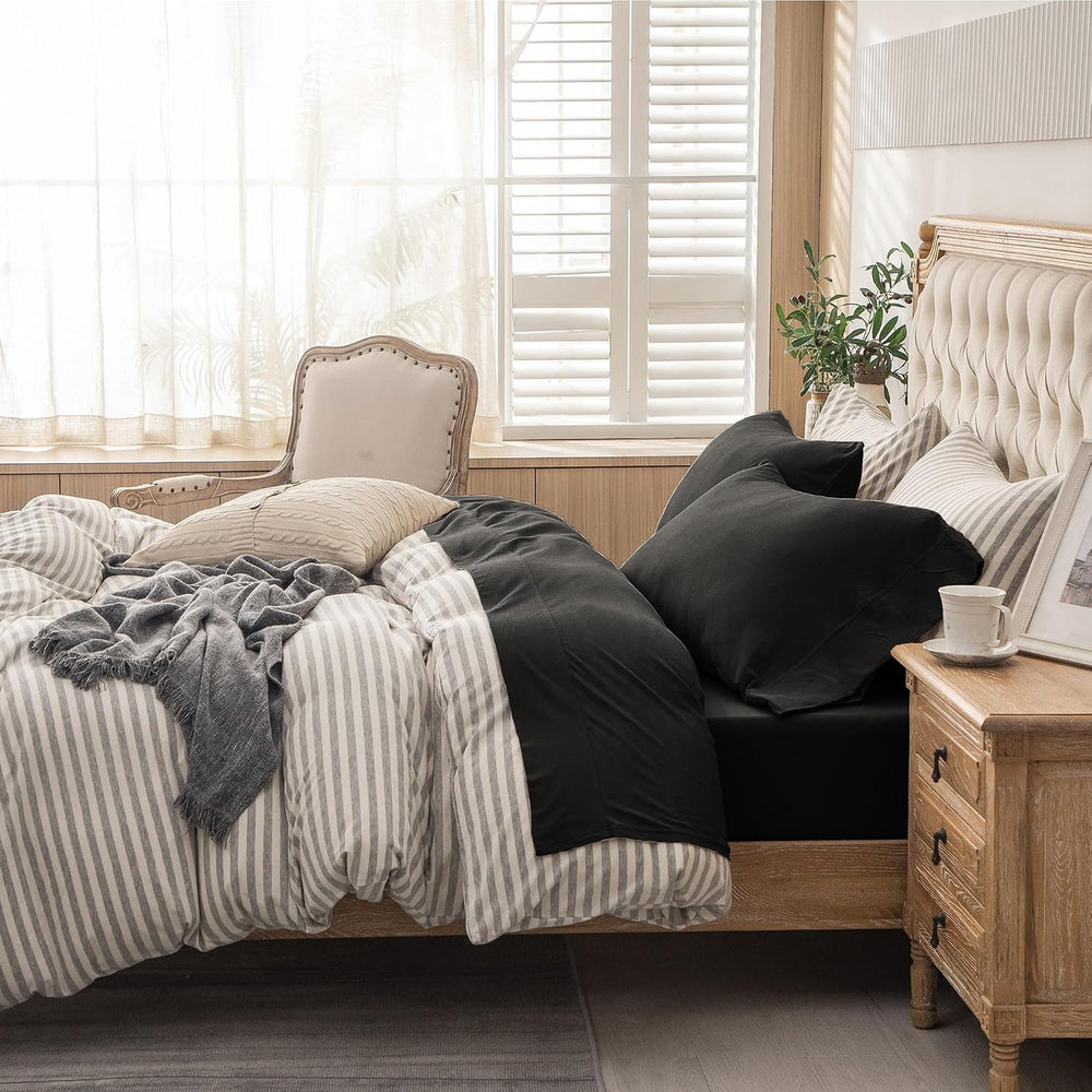 PURE ERA Jersey Knit Sheet Set Solid Black Queen