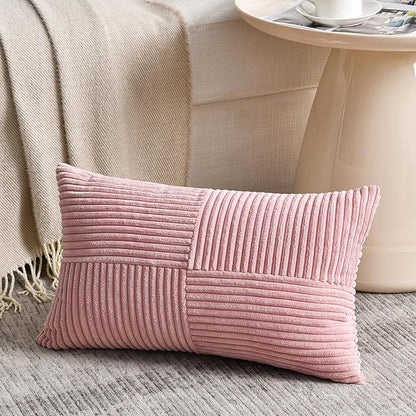 Fancy Homi 2 Packs Blush Pink Long Lumbar Decorative Throw Pillow Covers 16x24 - Image 2
