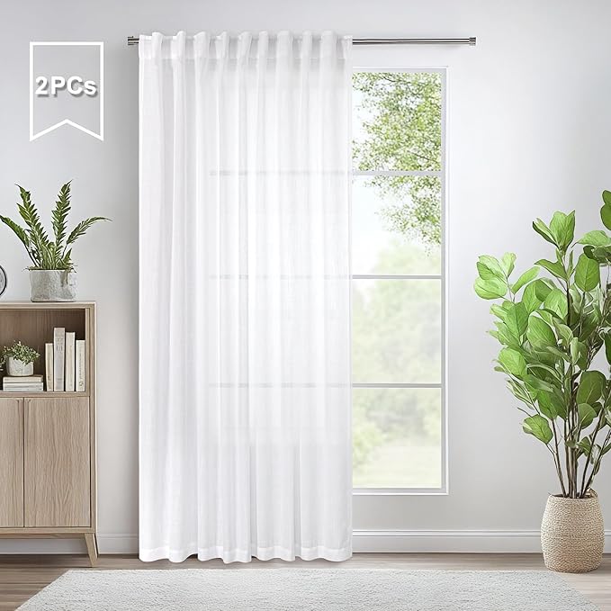 Pitalk 60 Inch Wide Curtains for Living Room 2 Panels Back Tab Pocket Drape - Image 2