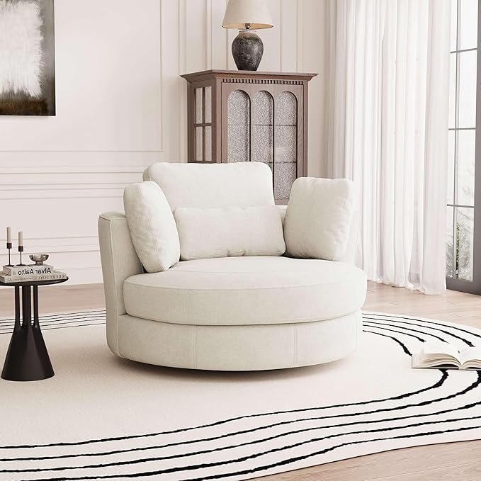 Aoiy & Wifon 50.2'' W Oversized Swivel Barrel Chair, Round Oversized Arm Chair - Image 6