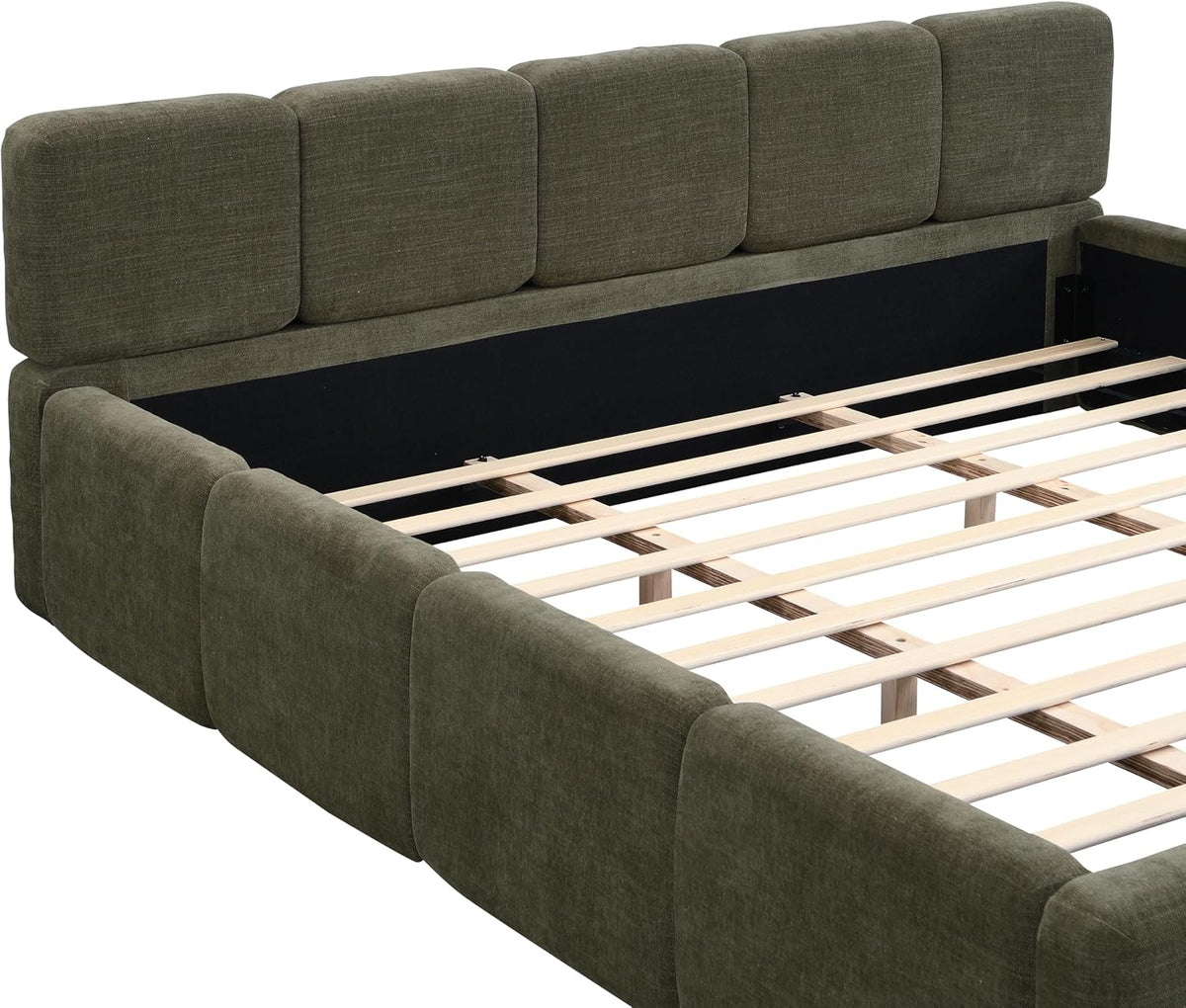 merax king boucle platform bed with thick headboard, main product view