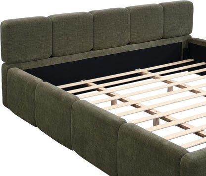 merax king boucle platform bed with thick headboard, main product view