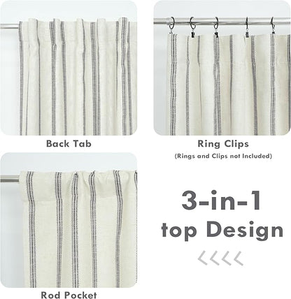 DriftAway Farmhouse Vertical Striped Linen Blend Textured Light Filtering Semi - Image 6