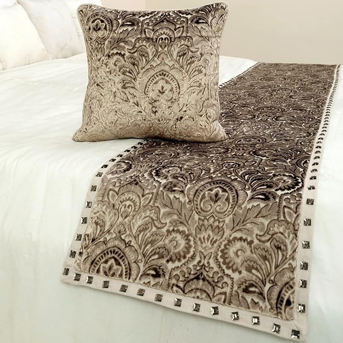 The HomeCentric King/Queen/Twin Beige Decorative King 90"x18" Bed Runner - Image 4