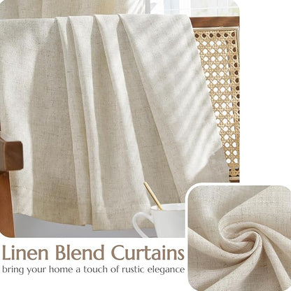 jinchan Beige Linen Blend Curtains - Image 4