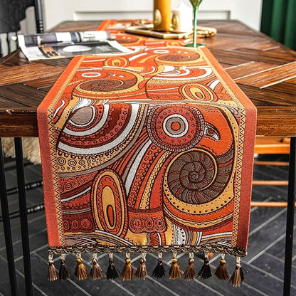 13×72 Inch Table Runner, Retro-Luxury Tassels Series by Unknown