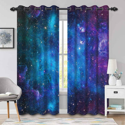 galaxy outer space blackout curtains for bedroom boys shown in use