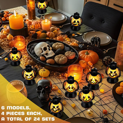 ROCEEI 24 Pcs Halloween Mini Pumpkin Lantern 3.54" Jack O Lantern