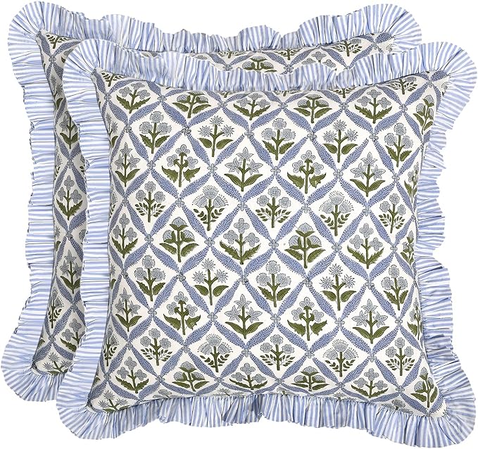 Ridhi Modern Farmhouse Pillow Covers Decorative Cotton Throw Pillow Covers Set by Ridhi