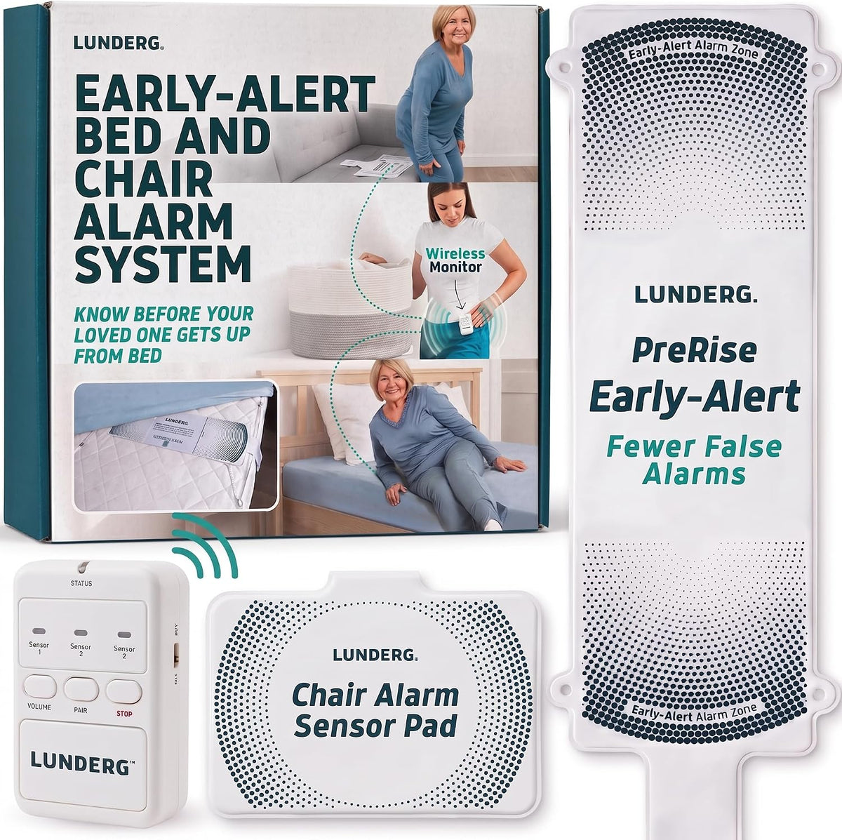 lunderg wireless early alert bed & chair alarm, main product view