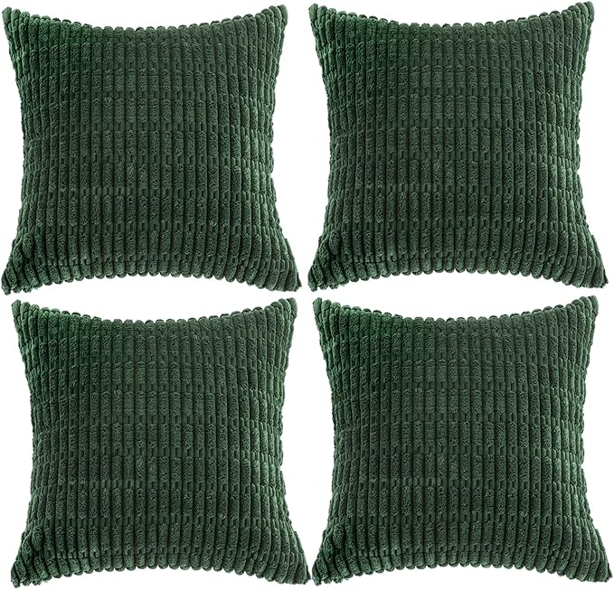 Fancy Homi 4 Packs Hunter Green Decorative Throw Pillow Covers 18x18 Inch by Fancy+Homi