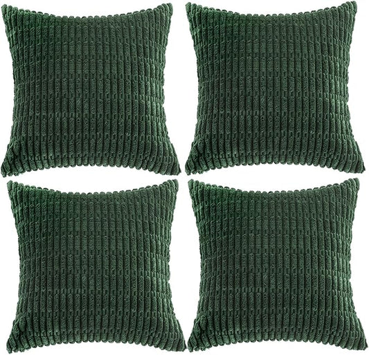 Fancy Homi 4 Packs Hunter Green Decorative Throw Pillow Covers 18x18 Inch by Fancy+Homi