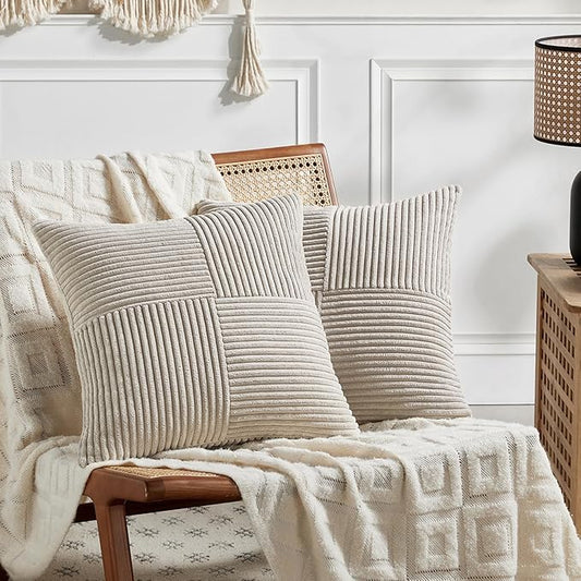Fancy Homi 2 Packs Neutral Taupe Samll Decorative Throw Pillow Covers 14x14 Inch by Fancy+Homi