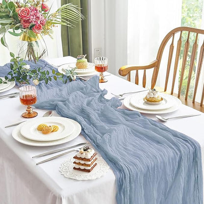 IVAPUPU 6 Pcs Cheesecloth Table Runner - 10ft Dusty Blue Boho Gauze Cheese - Image 8
