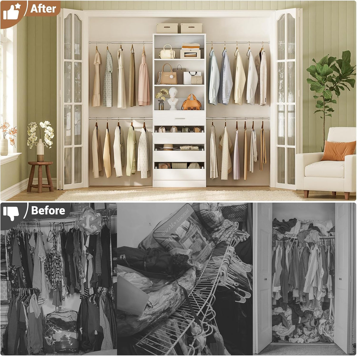 aheaplus closet system, 4-9ft closet organizer with 4, package contents