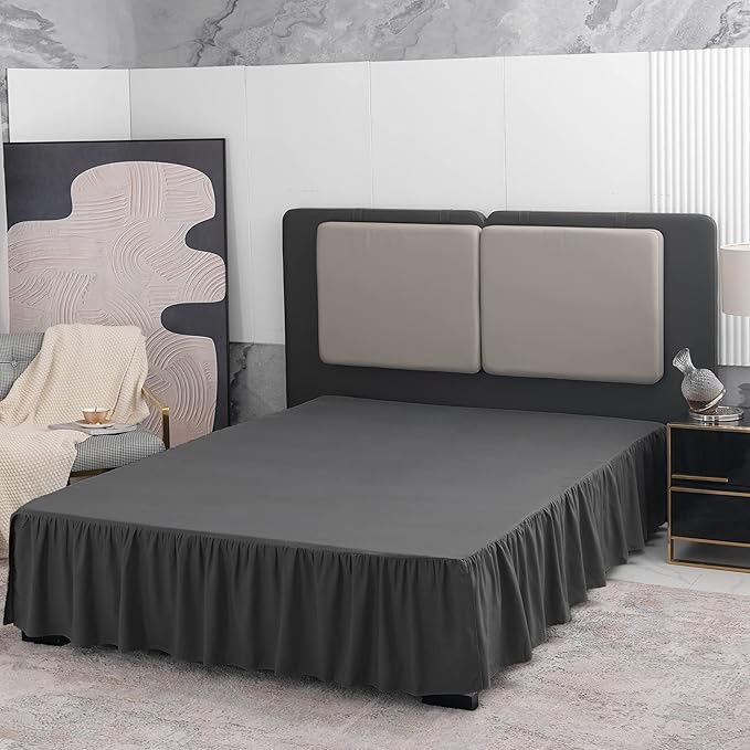 Black Bed Skirt Queen Size Ruffled Bed Skirt - Image 3