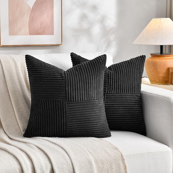 Fancy Homi 2 Packs Black Samll Decorative Throw Pillow Covers 14x14 Inch - Image 5