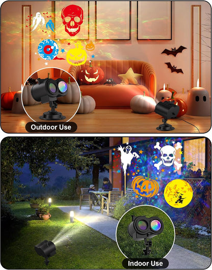 COOLWUFAN 2-in-1 Halloween Christmas Projector Lights Outdoor 20 Slides