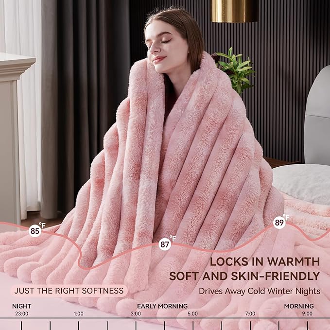 Fluffy Faux Fur Throw Blanket, Thick 1000GSM Soft Cozy Throw Blankets - Image 7