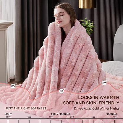 Fluffy Faux Fur Throw Blanket, Thick 1000GSM Soft Cozy Throw Blankets - Image 7