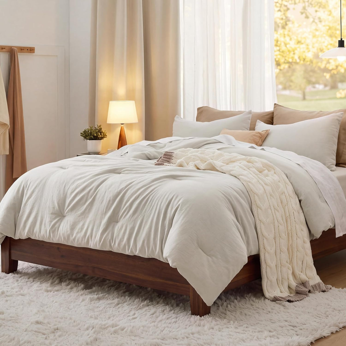 bedsure king comforter set prewashed soft bedding set, main product view