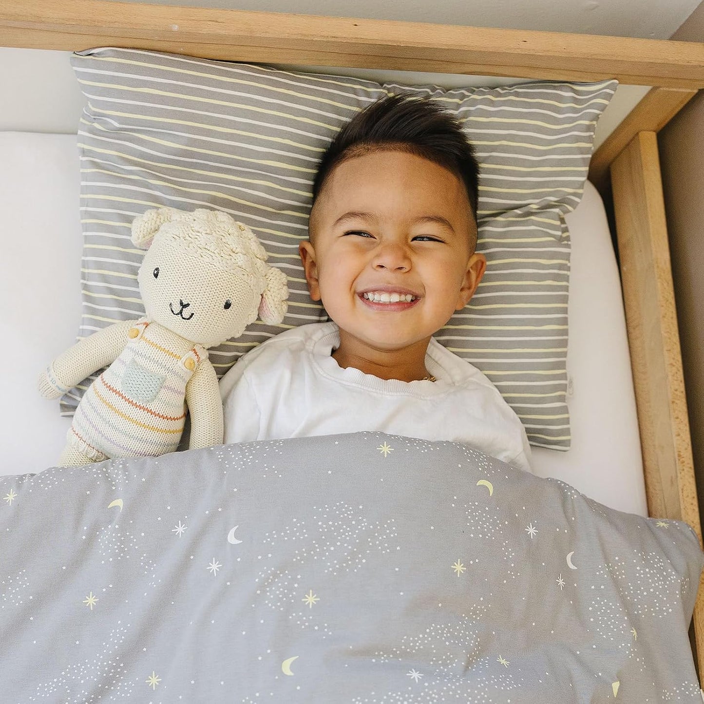 Ecolino Duvet Cover, Soft and 100% Organic Cotton Crib, Toddler, Travel Size, 37" x 51", Cover for Comforter, Duvet Insert or Blanket - Milky Way