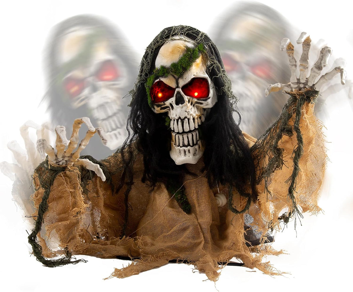 JOYIN Halloween Decoration Outdoor Animated Zombie Groundbreaker, Light-up Skeleton Zombie Groundbreaker Prop with Creepy Sound for Halloween Outside Decoration, Lawn, Yard, Patio, Haunted House Decor