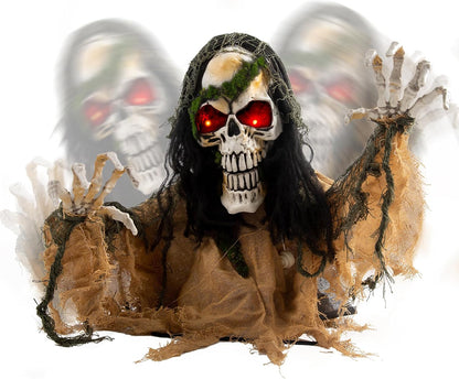JOYIN Halloween Decoration Outdoor Animated Zombie Groundbreaker, Light-up Skeleton Zombie Groundbreaker Prop with Creepy Sound for Halloween Outside Decoration, Lawn, Yard, Patio, Haunted House Decor