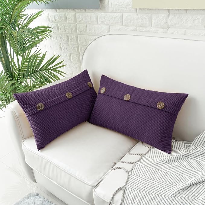 HWY 50 Purple Chenille Throw Pillow Covers 12x20 Inch - Image 2